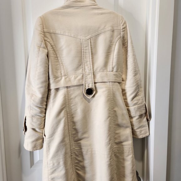 Womens Vintage Mango Double Breasted Long Coat, Cream - Picture 12 of 16